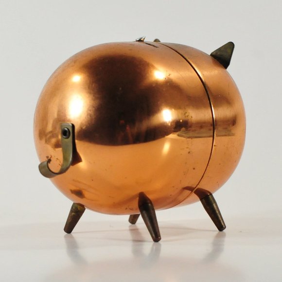 1970s Modern Cute Piggy Bank Shiny Copper - Picture 7 of 11